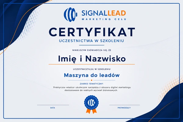 Certyfikat Uczestnictwa SignalLead